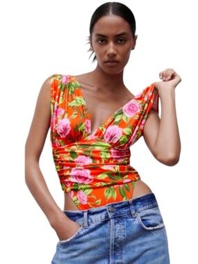 NWT ZARA‎ Floral Print Bodysuit